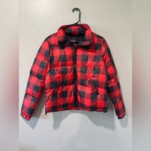 Ci Sono Red & Black Flannel Puffer Jacket